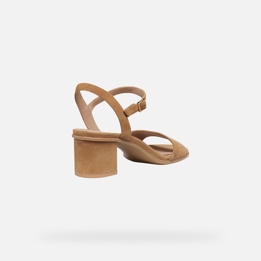 Medium-heeled sandals AURELY 50 WOMAN Cognac - image number 4 | GEOX