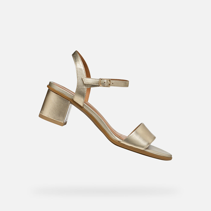 Medium-heeled sandals AURELY 50 WOMAN Light Gold | GEOX