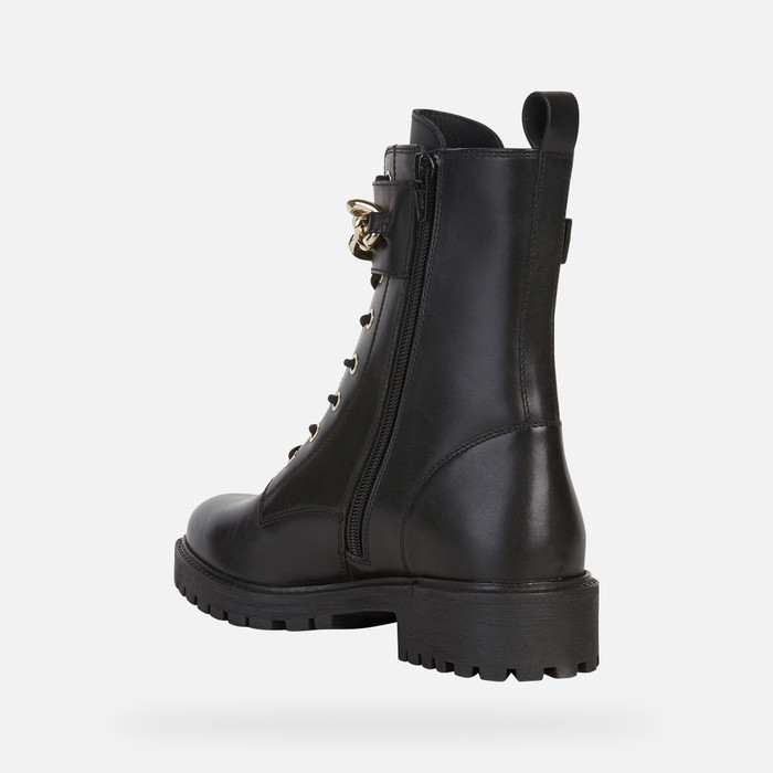 Geox® HOARA: Women's Black Combat Boots | Geox® Online Store