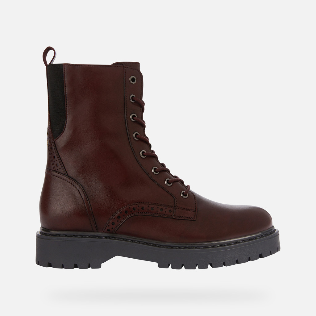 Geox® BLEYZE: Women's Bordeaux Combat Boots | FW22 Geox®