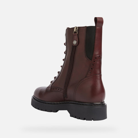 Geox® BLEYZE: Women's Bordeaux Combat Boots | FW22 Geox®