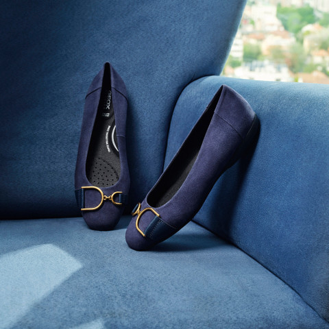 suede ballerina pumps ANNYTAH WOMAN Dark Jeans - image number 8 | GEOX