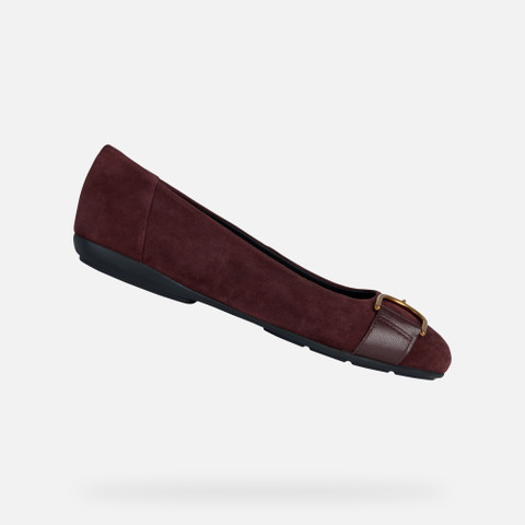 Geox ANNYTAH Ballerines En Daim Bordeaux Femme Geox