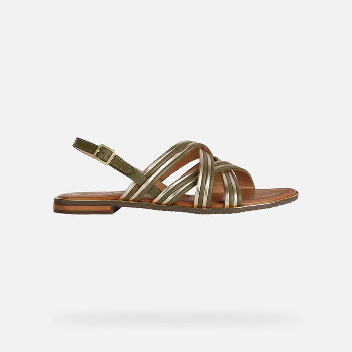 Niedrige sandalen SOZY PLUS DAME Salbeigrün/Hellgold | GEOX