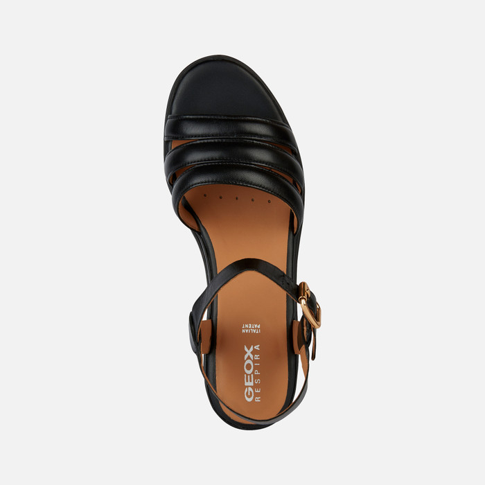 Ass Foreman lobby Geox® PISA: Women's Black Wedge Sandals | Geox ® Online