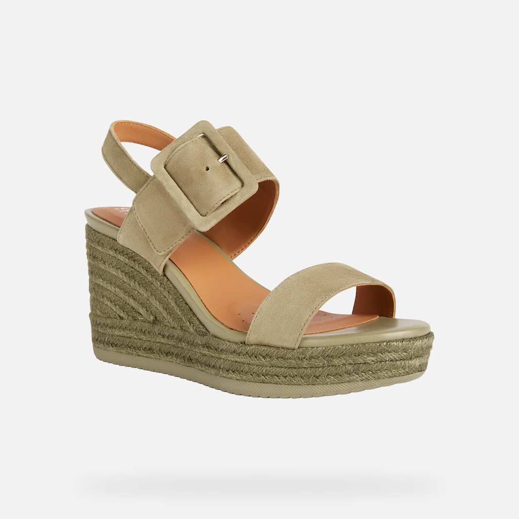 Geox® PONZA: Women's Pistachio Wedge Sandals | Geox ® Online