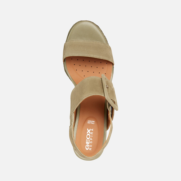 PONZA: Women's Pistachio Wedge Sandals | Geox ®