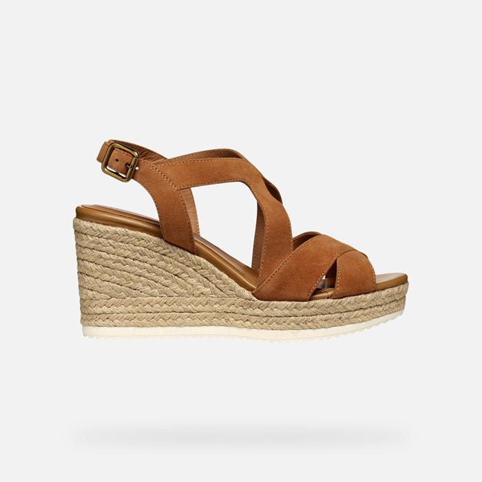 Wedge sandals PONZA WOMAN Cognac | GEOX