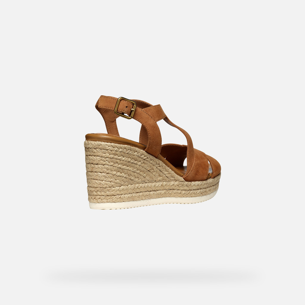 Geox® PONZA: Women's cognac Wedge Sandals | Geox® SS