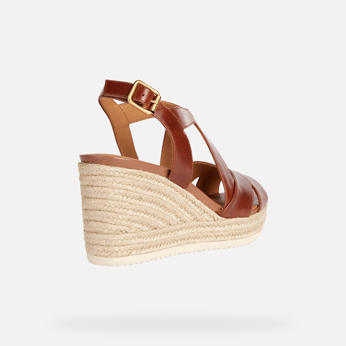 Geox® PONZA: Brown Wedge Sandals for Women | Geox ® Online