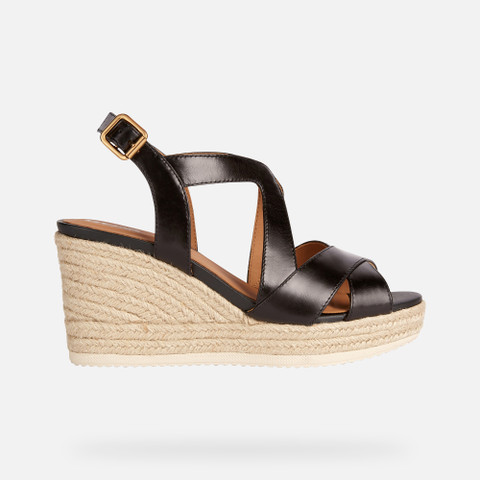 wedge sandals PONZA WOMAN Black - image number 1 | GEOX