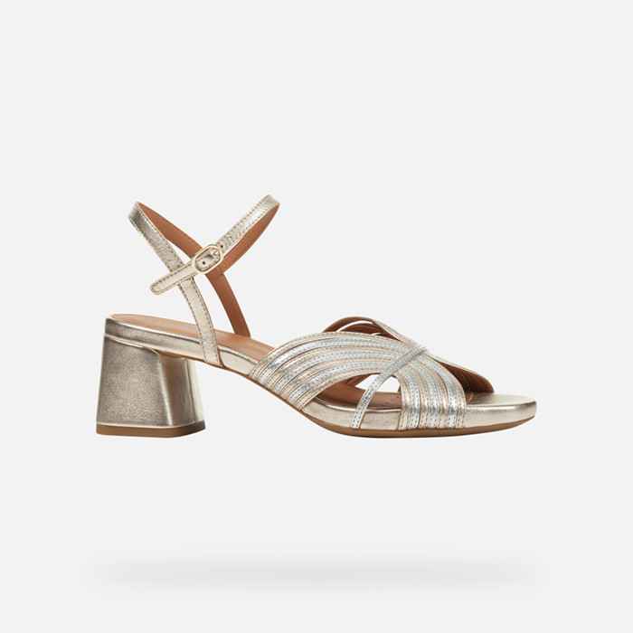 Medium-heeled sandals GENZIANA MID WOMAN Gold/Silver | GEOX
