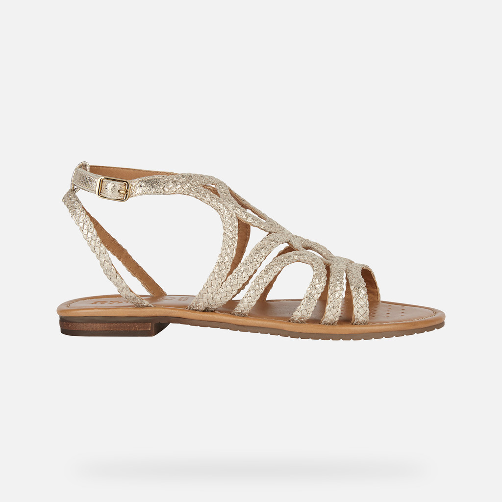 Geox® SOZY S: Women's Gold Flat Sandals | Geox ® Online