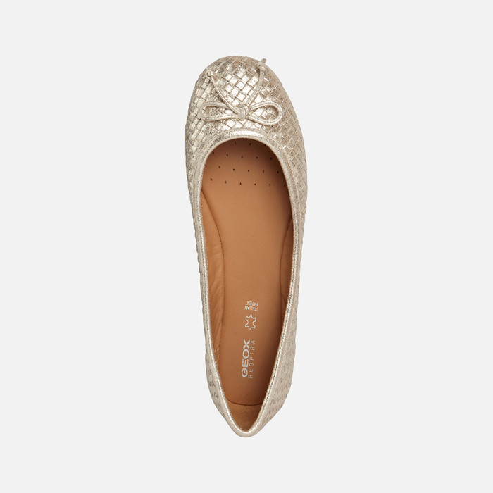 Geox® PALMARIA: Gold Ballerina Flats | Geox ® Online Store