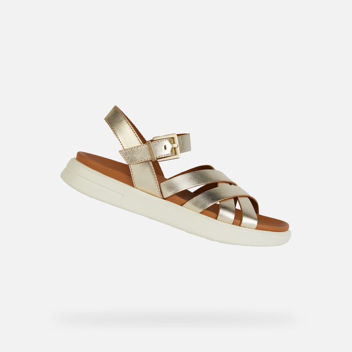 Geox® XAND 2S: Women's gold Platform Sandals | Geox®