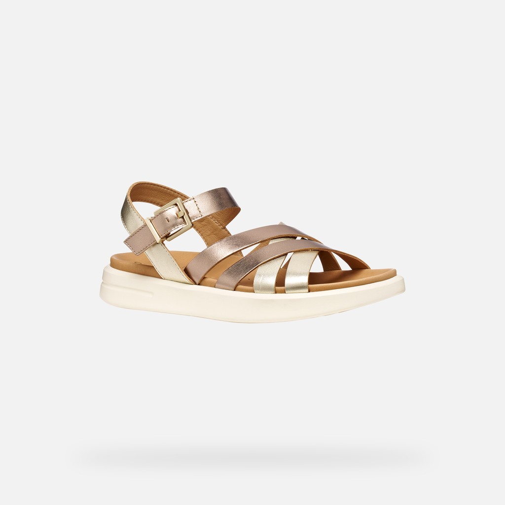 Flat sandals XAND 2S WOMAN Dark Beige/Light Gold - image number 2 | GEOX