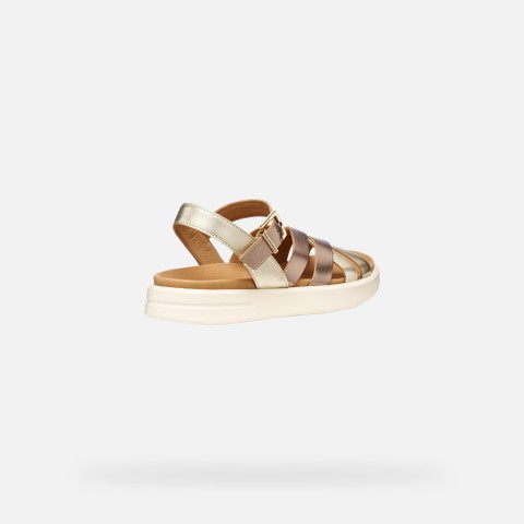 Flat sandals XAND 2S WOMAN Dark Beige/Light Gold - image number 4 | GEOX