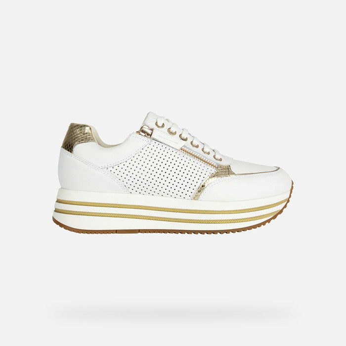 Sneakers à plateforme KENCY FEMME Blanc/Or clair | GEOX
