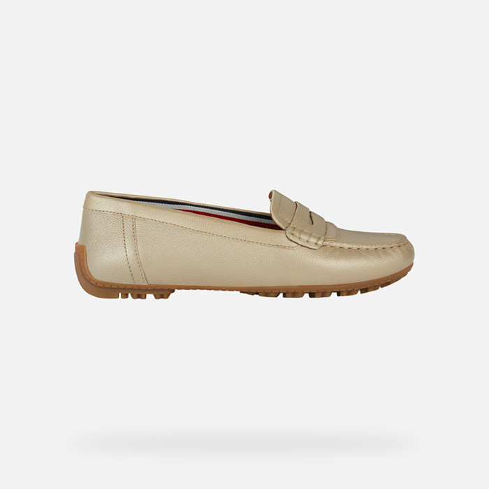 Leather loafers KOSMOPOLIS + GRIP WOMAN Light Gold | GEOX
