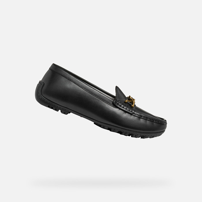 Leather loafers KOSMOPOLIS + GRIP WOMAN Black | GEOX