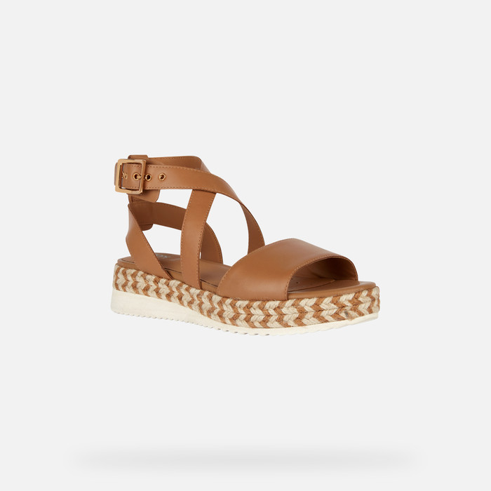 Geox® EOLIE: Camel Platform Sandals for Women | Geox ® Online