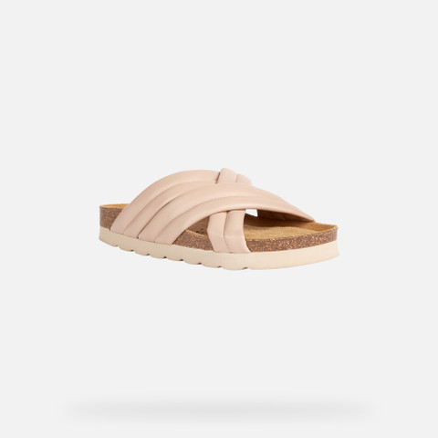 Geox® BRIONIA HIGH: Women's Nude Slides Shoes | Geox ® Online Store