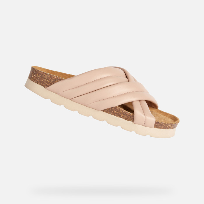 Geox® BRIONIA HIGH: Women's Nude Slides Shoes | Geox ® Online Store