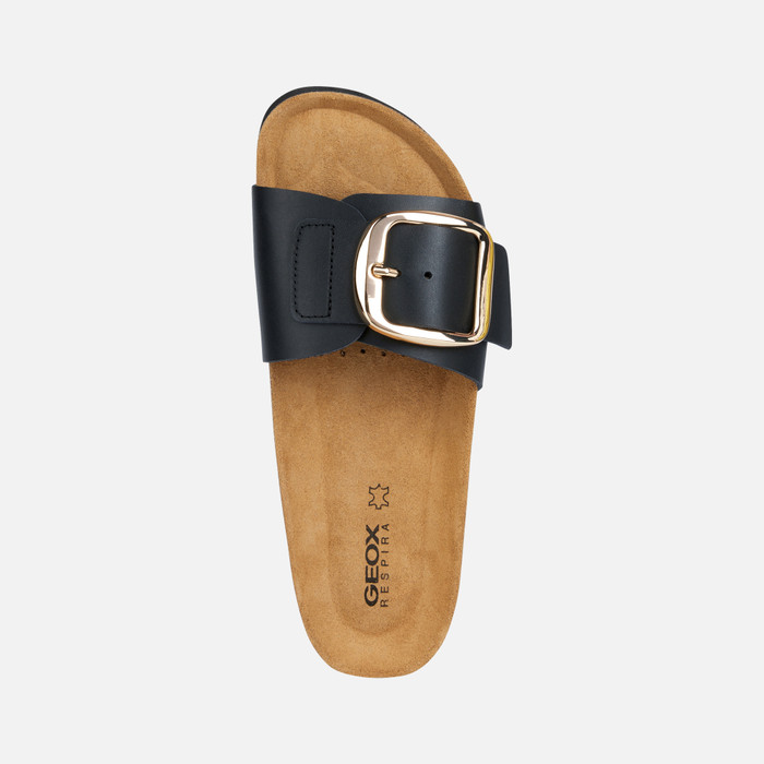BRIONIA: Black Slides Shoes | Geox ® SS23