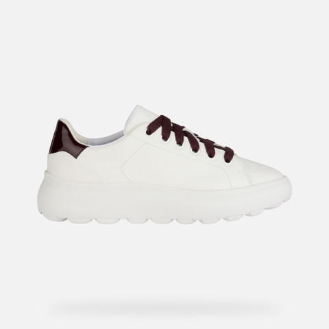 Low Top Sneakers SPHERICA EC4.1 WOMAN White/Dark Burgundy - image number 1 | GEOX