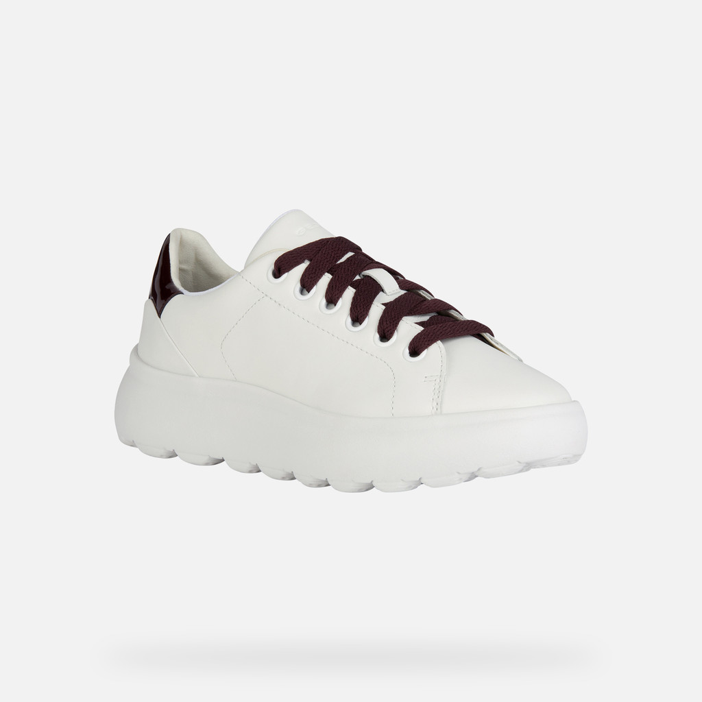 Low Top Sneakers SPHERICA EC4.1 WOMAN White/Dark Burgundy - image number 2 | GEOX