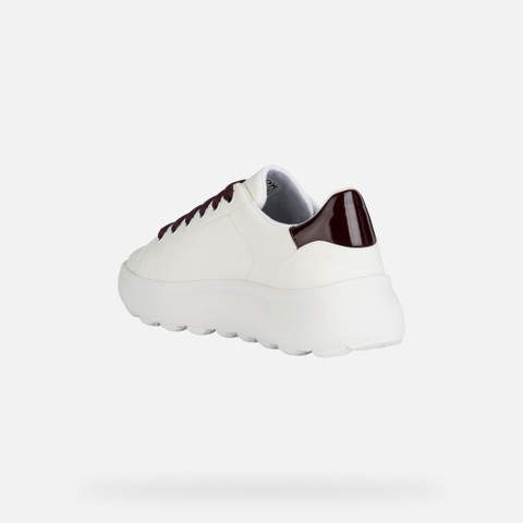 Low Top Sneakers SPHERICA EC4.1 WOMAN White/Dark Burgundy - image number 3 | GEOX