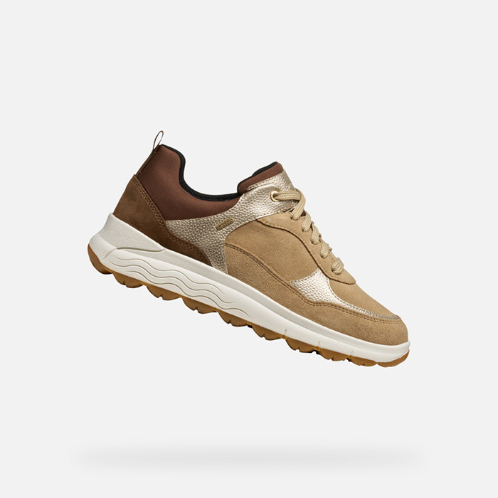 Wasserfeste Sneakers SPHERICA 4X4 ABX DAME Dunkelbeige/Hellgold | GEOX