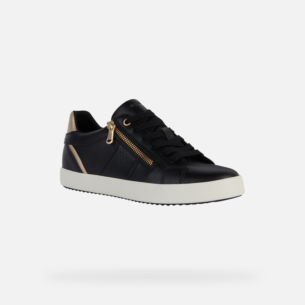 Low top sneakers BLOMIEE WOMAN Black/Light Gold - image number 2 | GEOX