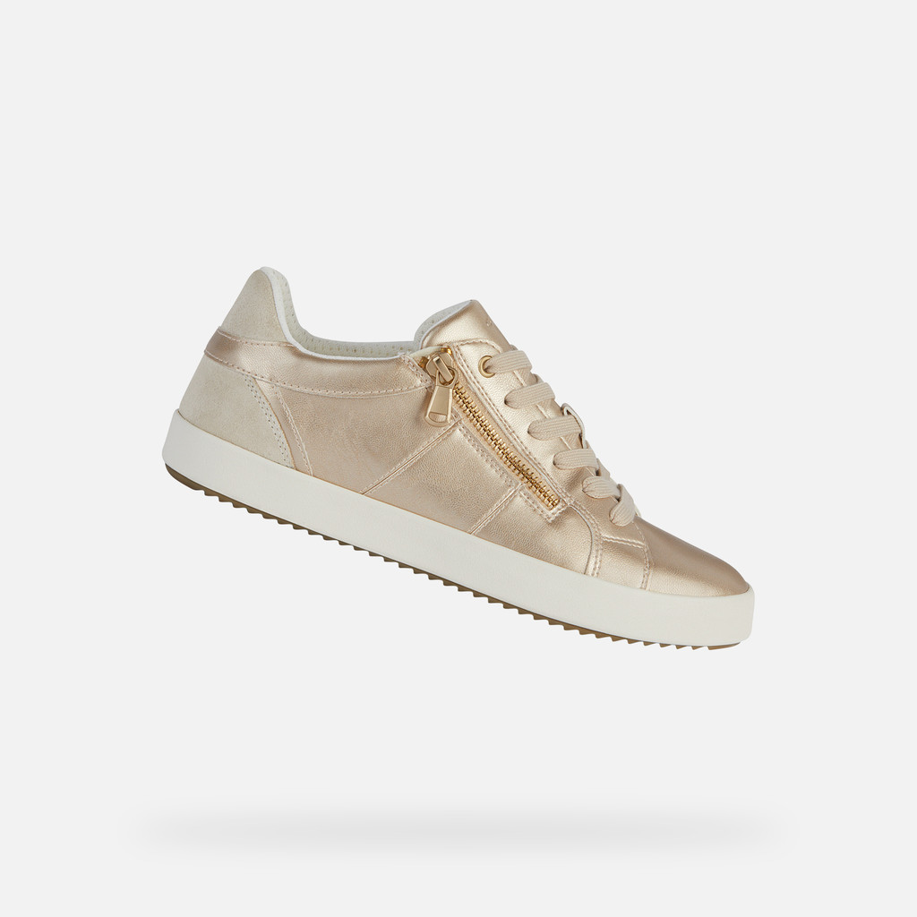 Baskets Basses Geox D Blomiee - Chaussures Femme Légères, Respirantes, Avec Lacets Et Fermeture éclair