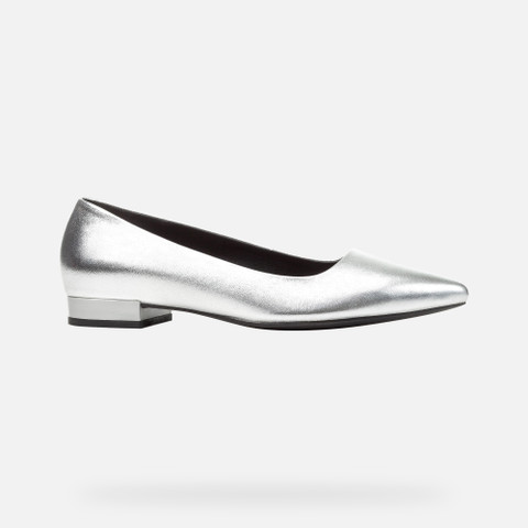 Geox® CHARYSSA B: Pointed Toe Ballet Flats Silver Woman | Geox®