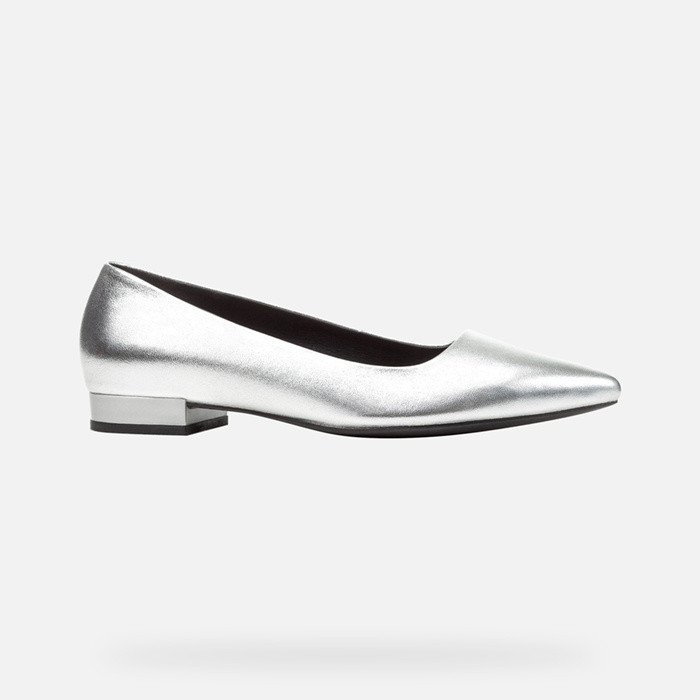 Pointed toe ballet flats CHARYSSA WOMAN Silver | GEOX