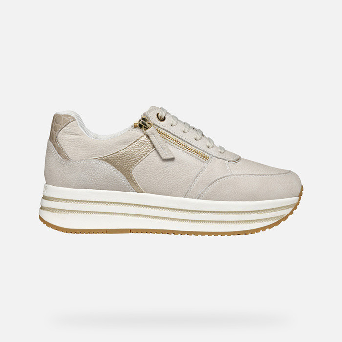 Low top sneakers KENCY WOMAN Off White/Light gold | GEOX