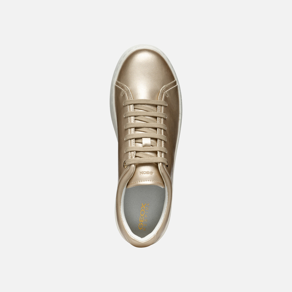 Gold tennis shoes womens on sale