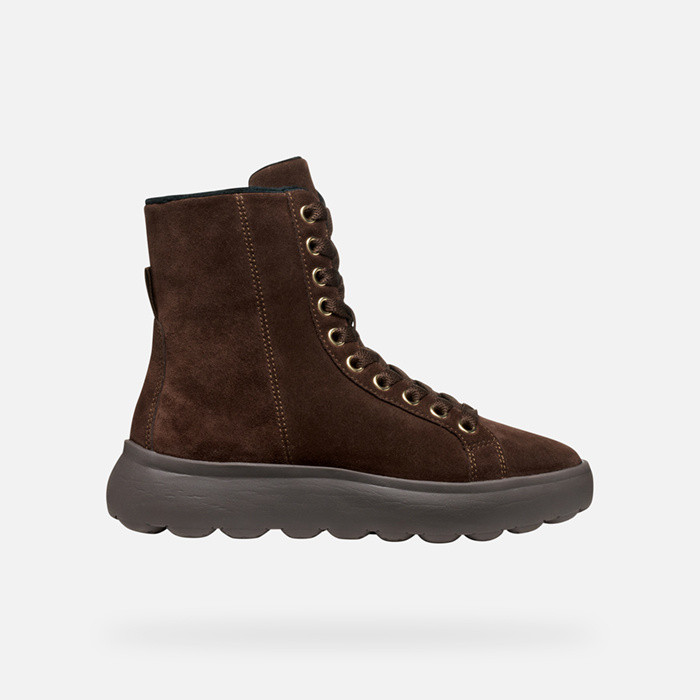 Ankle boots with laces SPHERICA EC4.1 WOMAN Dark Brown | GEOX