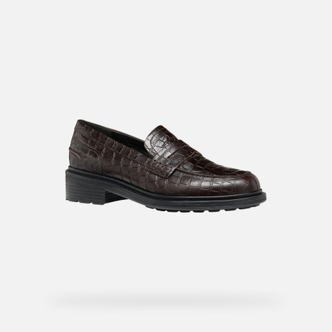 Leather loafers WALK PLEASURE WOMAN Dark Coffee - image number 2 | GEOX