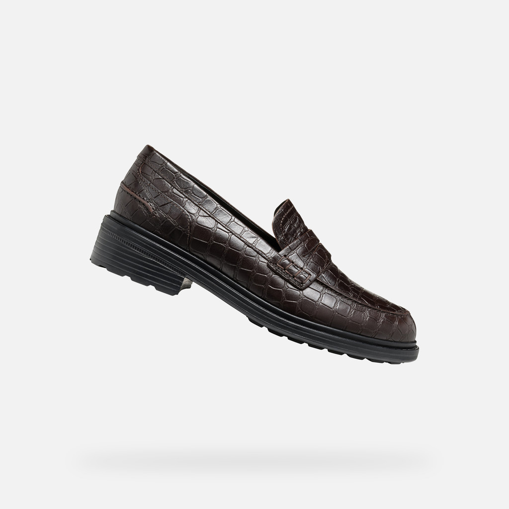 Geox® WALK PLEASURE WOMAN: Dark Coffee leather loafers | Geox ®