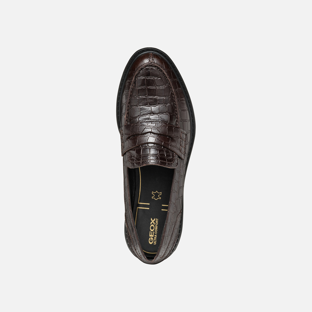 Leather loafers WALK PLEASURE WOMAN Dark Coffee - image number 5 | GEOX