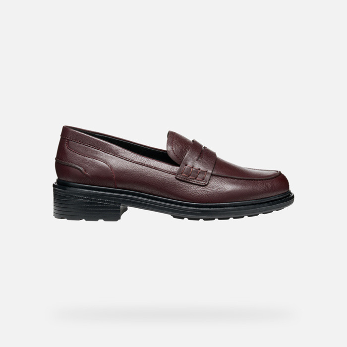 Leather loafers WALK PLEASURE WOMAN Wine | GEOX