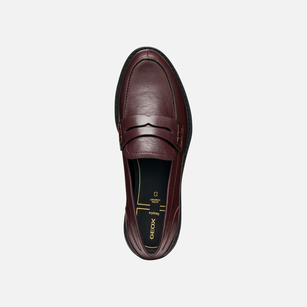 Leather loafers WALK PLEASURE WOMAN Wine - image number 5 | GEOX