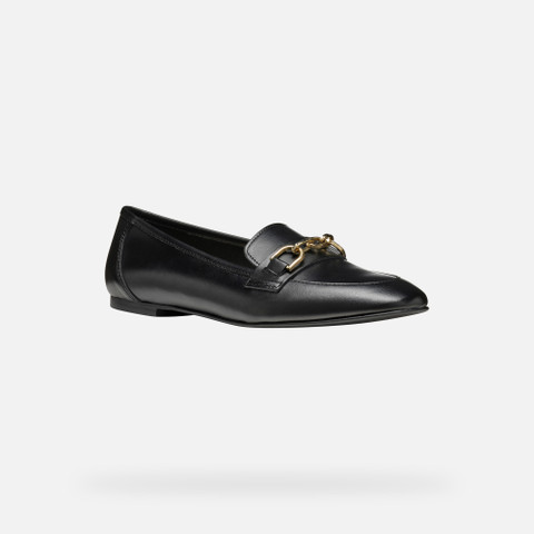 Geox® LLIZIA B: Leather Loafers black Woman | Geox®