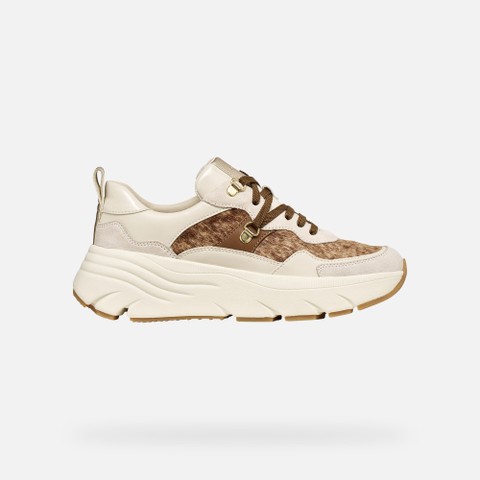 Platform sneakers DIAMANTA WOMAN Papyrus/Light sand - image number 1 | GEOX