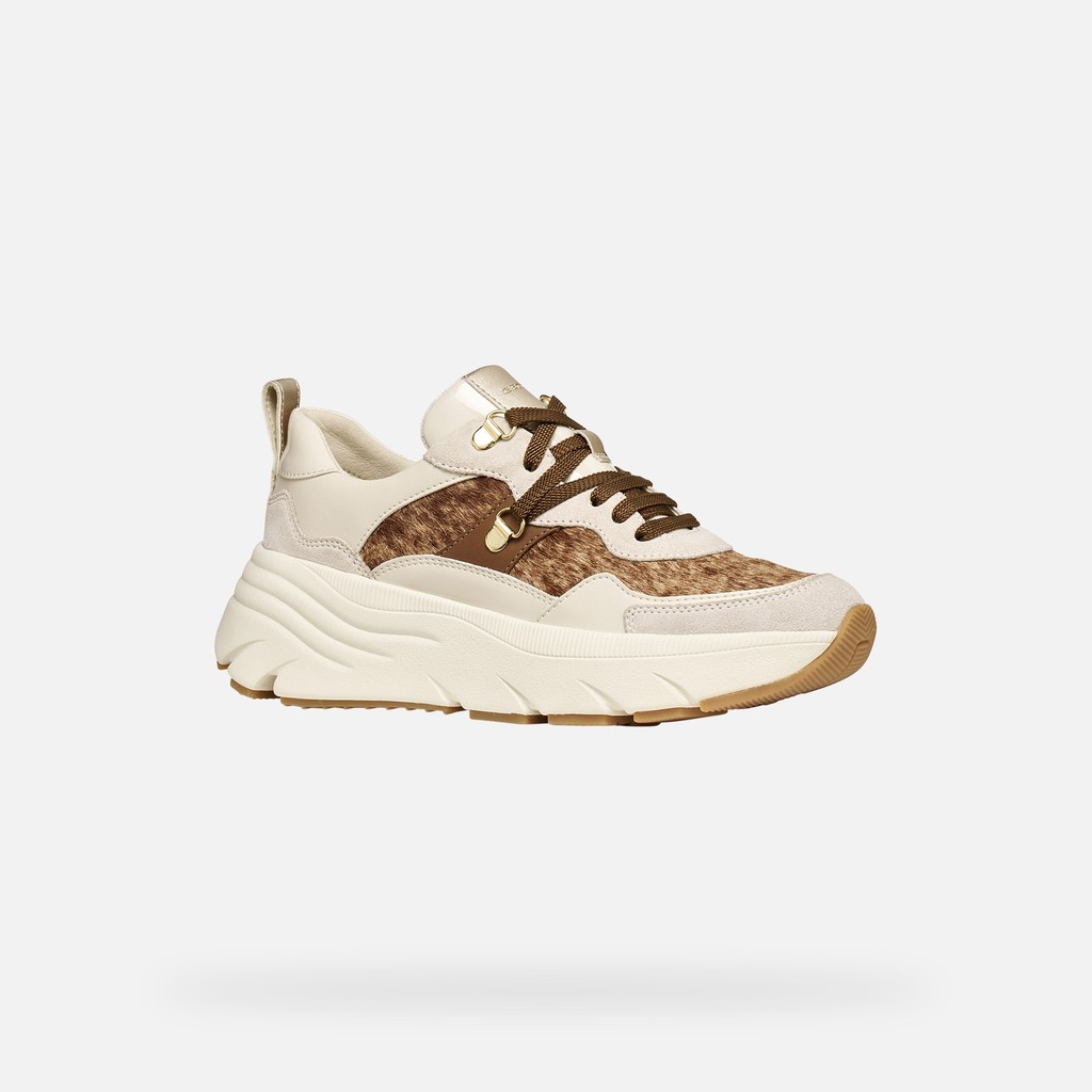 Platform sneakers DIAMANTA WOMAN Papyrus/Light sand - image number 2 | GEOX