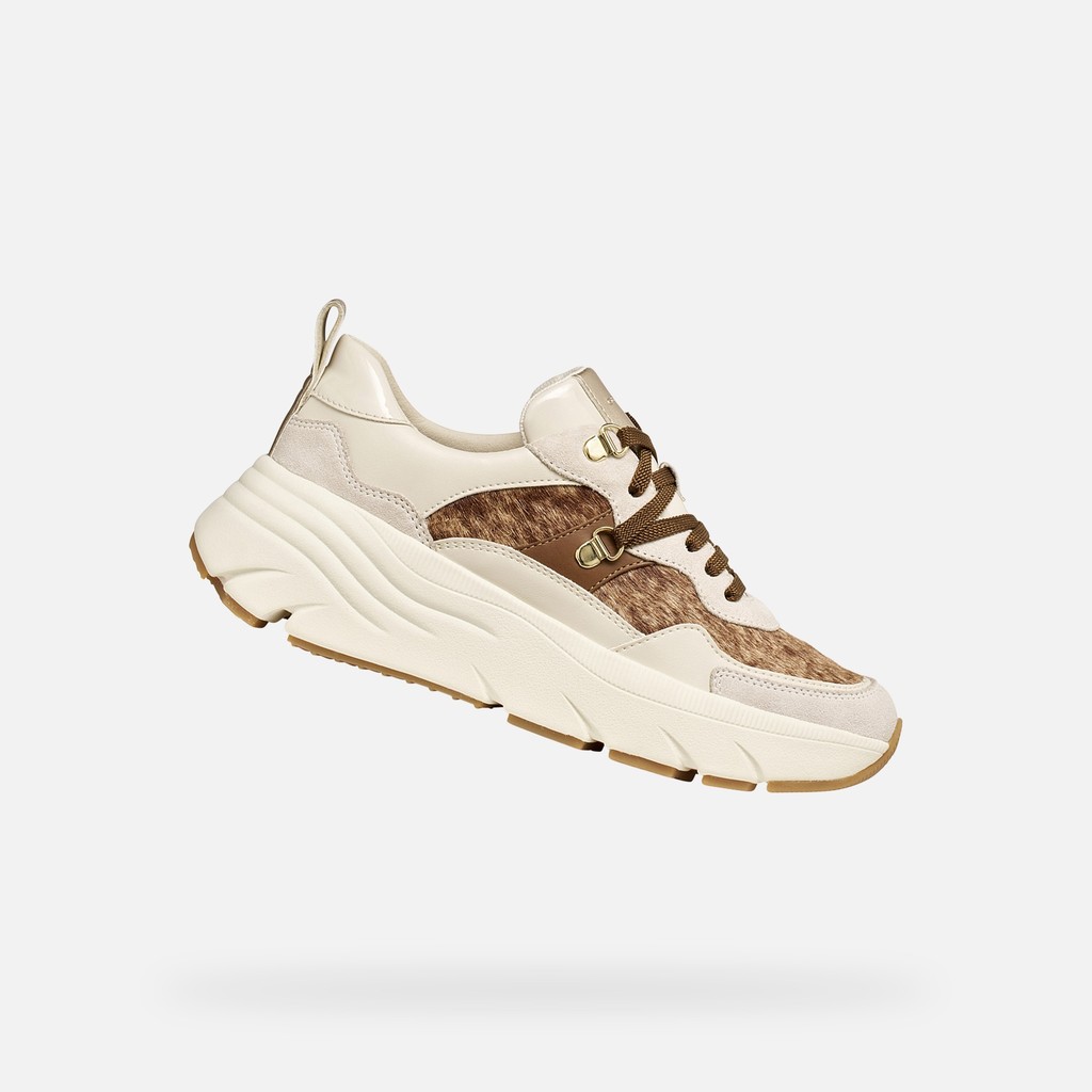 Platform sneakers DIAMANTA WOMAN Papyrus/Light sand - image number 0 | GEOX