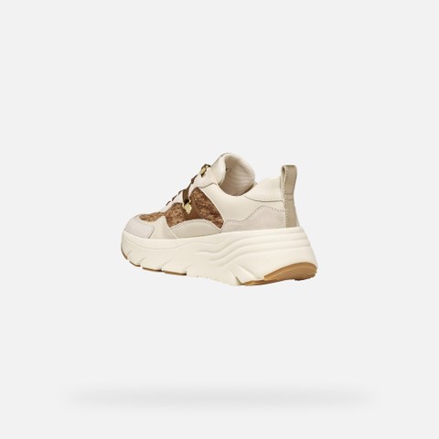 Platform sneakers DIAMANTA WOMAN Papyrus/Light sand - image number 3 | GEOX