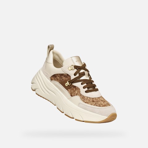 Platform sneakers DIAMANTA WOMAN Papyrus/Light sand - image number 4 | GEOX